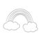 Cloud with rainbow, Simple line art vector illustration