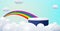 Cloud and rainbow stage with product podium - Monsoon sale concept - Monsoon sale concept