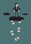 Cloud Raining Money Conceptual Cartoon Vector Illustration