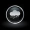 Cloud rainstorm icon inside round silver and black emblem