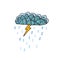 Cloud rainy day. Doodle illustration. Sticker design. Vector icon.