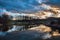 Cloud Reflection on Lake at Golf Course with Bridge