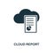 Cloud Report icon. Monochrome style design from big data icon collection. UI. Pixel perfect simple pictogram cloud report icon. We