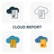 Cloud Report icon set. Four elements in diferent styles from big data icons collection. Creative cloud report icons filled,