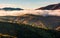 Cloud rising above the rolling hills in autumn