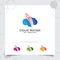 Cloud rocket logo vector design with concept of colorful cloud style. Cloud hosting vector illustration for hosting provider,