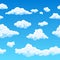 Cloud seamless vector background. Endless cartoon cloudscape