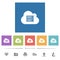 Cloud servers flat white icons in square backgrounds
