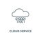 Cloud service,digits zero one,binary code line icon, vector. Cloud service,digits zero one,binary code outline sign