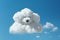 Cloud in the shape of an adorable puppy face against a clear blue sky. The image evokes a sense of playfulness and joy, as if the