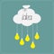 Cloud in shape of bag and hanging light bulbs. Innovation idea concept. Flat design