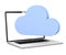 Cloud shape speech bubble with laptop