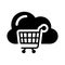 Cloud, shopping, basket icon. Black vector graphics