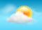 Cloud sky vector weather backgrund. Sun illustration warm day sunny icon forecast banner