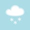 Cloud snow icon element simple app Isolated symbol on blue background Icon cloudy snowy cold weather Flat design element