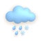 Cloud, snow, rain. Cute weather realistic icon. 3d cartoon