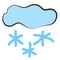 Cloud, snowflakes, icon, children`s drawing style.