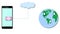 Cloud storage and data transfer. Animation on a white background.