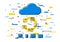 Cloud storage data transfer vector illustration