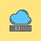 Cloud storage filled outline icon, Network drive colorful vector sign.