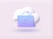 Cloud storage icon. Digital file organization service or app with data transfering