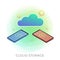 Cloud storage isometric vector icon concept. Downloading and online saving confidential information between two mobile phones