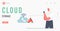 Cloud Storage Landing Page Template. Characters Use Wifi Wireless Connection. VOIP, Voice over IP Technology