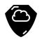 Cloud storage protection shield glyph icon vector illustration