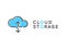 Cloud storage vector logotype. Data share logo with space for text on white background