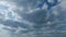 Cloud stratocumulus nature background. Blue sky with stratus clouds and sun. Nature background of airy cloudscape