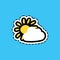Cloud and sun flat color sticker with dash line