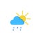 Cloud sun light rain drops icon. Simple line, outline vector of two color weather icons for ui and ux, website or mobile