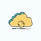 cloud, syncing, sync, data, synchronization Flat Icon. green and Yellow sign and symbols for website and Mobile appliation. vector