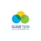 Cloud technology logo icon template.Cloud symbol with circuit pattern. IT and computers, internet and connectivity vector.