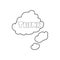 Cloud with think inscription icon, outline style