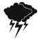 Cloud thunder flash icon, simple black style