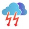 Cloud with thunder flat icon. Lightning with cloud color icons in trendy flat style. Rainy climate gradient style design