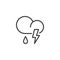 Cloud thunderstorm lightning rain line icon