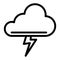 Cloud and thunderstorm line icon. Lightning bolt in cloud vector illustration isolated on white. Storm outline style