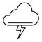 Cloud and thunderstorm thin line icon. Lightning bolt in cloud vector illustration isolated on white. Storm outline