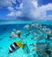 Cloud with tropical fish seascape over under water