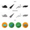 Cloud, umbrella, the north wind, a puddle on the ground. The weather set collection icons in black, flat, monochrome