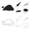 Cloud, umbrella, the north wind, a puddle on the ground. The weather set collection icons in black,outline style vector