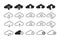 Cloud upload and download icon collection. Download, upload, sync cloud arrows. Line style filled vector signs