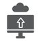 Cloud upload glyph icon, technology and system, data transfering sign, vector graphics, a solid pattern on a white