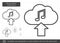 Cloud upload music line icon.