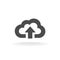 Cloud upload symbol. Black wide outline style icon