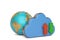 Cloud uploading and gold globe on white background.3D illustration.