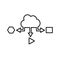 Cloud, variety, big data outline icon. Line art vector