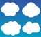 Cloud vector icons isolated over gradient blue background